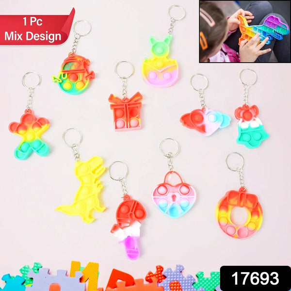 Compact Pop It Keychain – Fun Stress Relief Fidget Toy (1 Pc | Mix Design) - Justgrabit Inc.