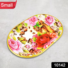 Small Plastic Flower Printed Design Serving Tray (1 Pc / 27 x 18 CM / Mix Color) - justgrabit.in | Just Grab It