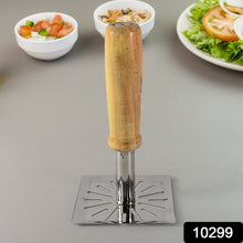 Kitchen Tools Wooden Handle Square Stainless Steel Potato Masher (1 Pc) - justgrabit.in | Just Grab It