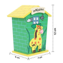 Cute Cartoon House Shaped Lovely Wooden Piggy Bank Money Bank - Justgrabit Inc.
