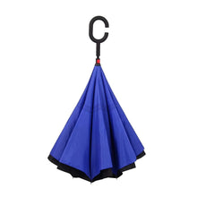 Plain design Windproof Upside Down Reverse Umbrella with C - Shaped Handle - Justgrabit Inc.