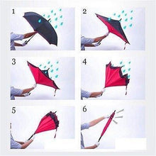 Plain design Windproof Upside Down Reverse Umbrella with C - Shaped Handle - Justgrabit Inc.