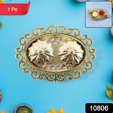 Decorative Double Kumkum Dish with Ornate Tray (1 Pc) - justgrabit.in | Just Grab It