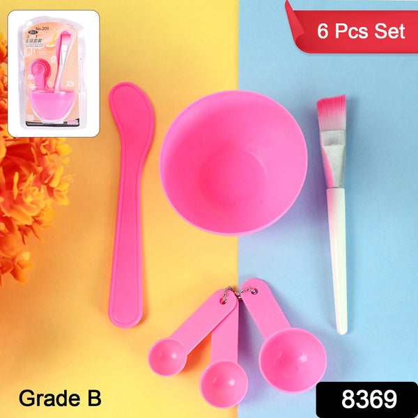 4 In 1 Facial DIY Skin Care Mask Mixing Bowl Stick Brush Gauge Spoon (6 Pcs Set) - justgrabit.in | Just Grab It