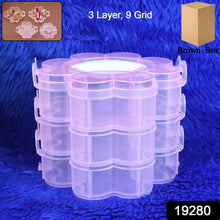 3 - Layer Transparent Plastic Flower - Shaped Storage Box with 9 Grids - Justgrabit Inc.
