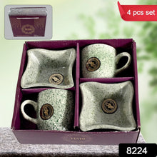 Ceramic Tea / cups / Mug Set Including Snacks / Serving Bowl Milk Cup, Coffee Cup, Tea Cup, Breakfast Cup, Drinking Mug or Outdoor for Household, Gift for Birthday, Wedding Party (4 Pcs set) - Justgrabit Inc.