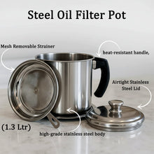Premium Stainless Steel Oil Filter Pot (1.3 Ltr) - justgrabit.in | Just Grab It