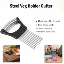 Stainless Steel Onion Cutter & Vegetable Slicer Holder Tool (1 Pc) - justgrabit.in | Just Grab It