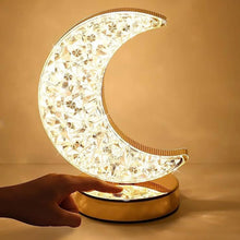 Crystal Table Lamp | Moon Shape Touch Control Lamp with 3 Color | Metal Bedside Lamp for Kids Bedroom Romantic Desktop Nightstand | Stepless Dimming USB Charging Touch Night Light - Justgrabit Inc.
