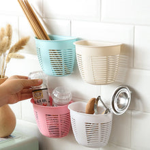 Hanging Plastic Storage Basket, Adhesive Wall Mounted Organizer Box Make Up Holder Shelf Bathroom Wall Basket Punch Free Drain Basket for Kitchen Bathroom, Wall Type Storage Basket (1 Pc) - Justgrabit Inc.