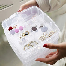3 - Tier 18 Sections Transparent Stackable Adjustable Compartment Slot Plastic Craft Storage Box - Justgrabit Inc.