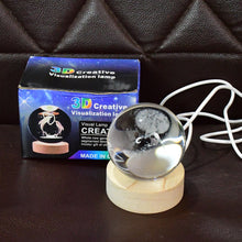 Crystal Ball Night Light Glass Ball Night Lamp with Wood Base - justgrabit.in | Just Grab It