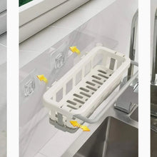 Multipurpose Platic Hanging Drain Rack Retractable Sponge Storage Hanging Rack With Adhesive Hook for Kitchen and Bathroom Dishcloth Holders Basket Drying Tray Organizer - Justgrabit Inc.