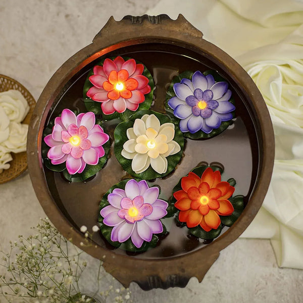 Smokeless LED Lotus Candles, Diwali (2 Pc): Indoor/Outdoor Décor - justgrabit.in | Just Grab It