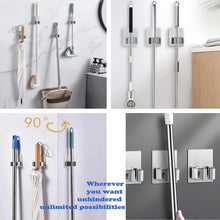Stainless Steel Mop Broom Holder Organizer, With Glue 6gm Adhesive Wall Mounted Mop Organizer Storage Rack Clip Heavy Duty Broom Hanger for Laundry Room Garden Tool Holder Bathroom Accessories (1 Pc) - Justgrabit Inc.