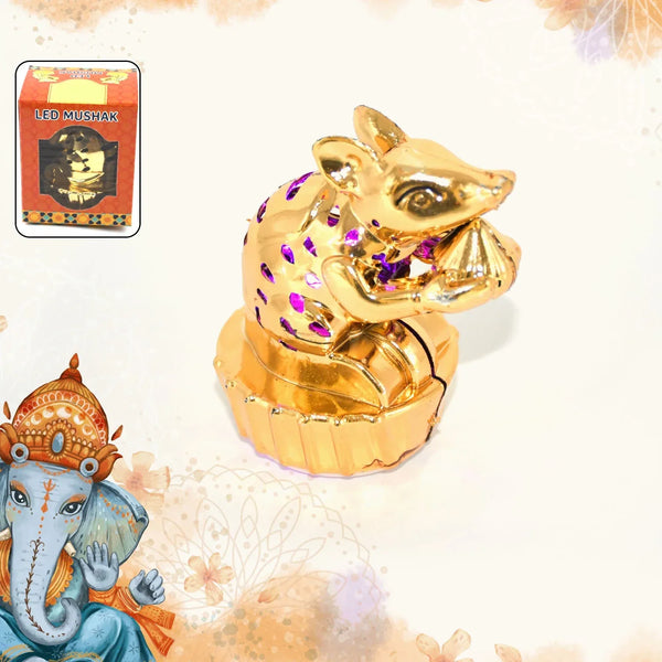 Multicolour LED Mushak / LED Mooshak for Ganpati Decorations, Ganesh Ganesha (1 Pc) - justgrabit.in | Just Grab It