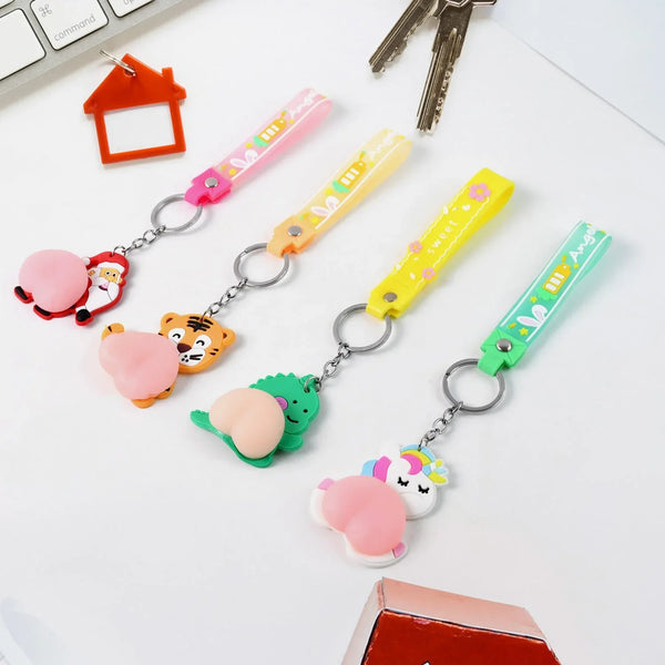 Silicone Keychain with Wrist Strap & Squeeze Toy (1 Pc Mix design) - Justgrabit Inc.