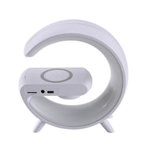 Smart Alarm Clock with G - Shape RGB Light Bluetooth Speaker, Wireless Charging (1 Pc) - justgrabit.in | Just Grab It