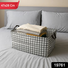 Foldable Fabric Storage Box with Handles (47 × 28 cm) - justgrabit.in | Just Grab It