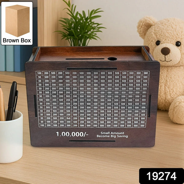 Wooden Money / Piggy Bank, Money Box (1 Pc / Pen Not Included) - Justgrabit Inc.