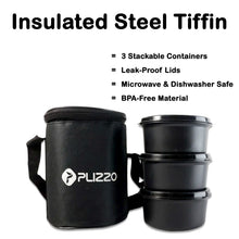 Insulated Stainless Steel Tiffin Lunch Box Set with Carry Bag (1 Set) - justgrabit.in | Just Grab It