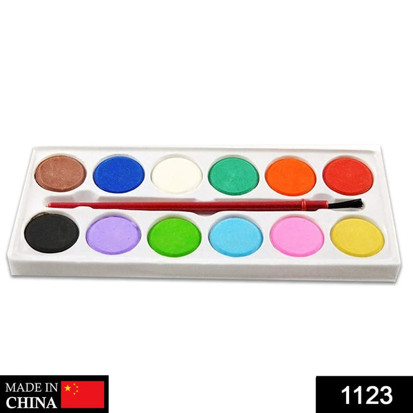 Painting Water Color Kit - 12 Shades and Paint Brush (13 Pcs) - Justgrabit Inc.