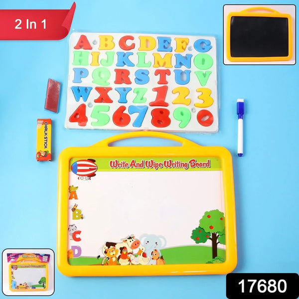 2 - in - 1 Kids Writing Board Set – Double - Sided Whiteboard & Blackboard - justgrabit.in | Just Grab It
