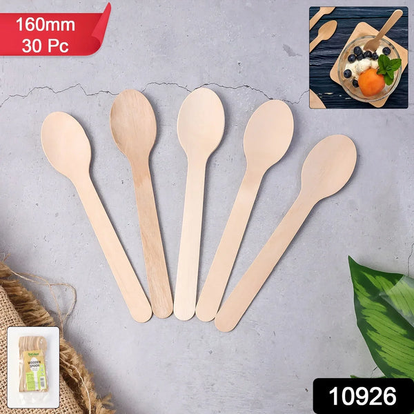 160mm Wooden Spoon – 30 Pcs Pack - justgrabit.in | Just Grab It