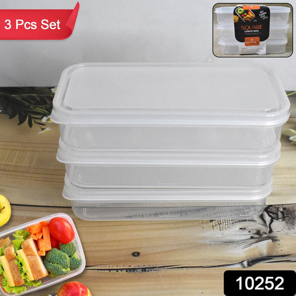 Plastic Square Lunch Box, Kitchen Containers Set (3 Pcs Set) - justgrabit.in | Just Grab It