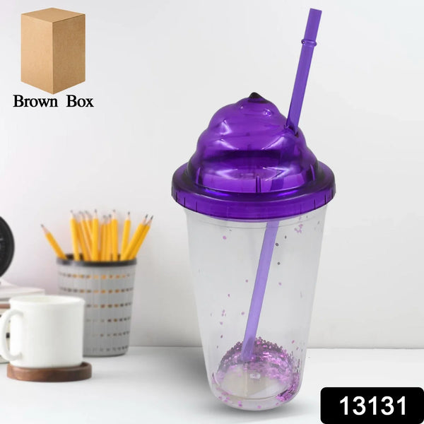 High Quality Plastic Creative Cold Drink Cup / Tumble, Reusable Tea Coffee Tumbler with Lid and Straw, Double Wall Plastic Drinking Sport Bottle, Travel Tumbler (1 Pc / Mix Color) - Justgrabit Inc.
