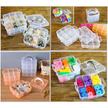 3 - Tier 18 Sections Transparent Stackable Adjustable Compartment Slot Plastic Craft Storage Box - Justgrabit Inc.