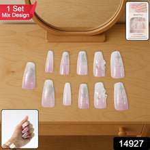 Artificial False Nail Set with Mix Design fake nails - (1 Set) - justgrabit.in | Just Grab It