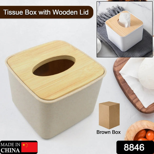 Tissue Box Desktop Stand Bamboo Tissue Cover Box Rectangular Paper Towel Holder Removable Tissue Dispenser for Bathroom Vanity Countertop Bedroom Car Holder Paper Towels Dispenser (1 Pc ) - Justgrabit Inc.