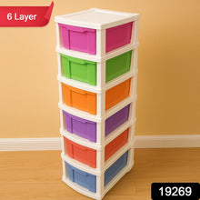 6 - Layer Multi - Colored Plastic Storage Drawer Cabinet - Justgrabit Inc.