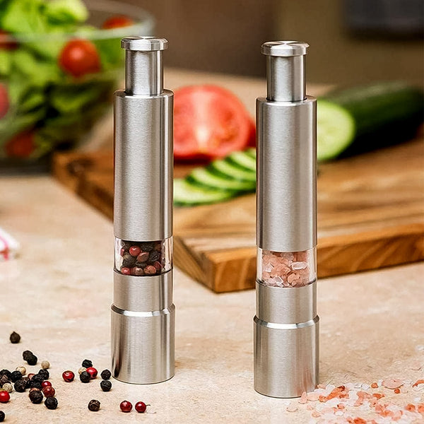 Stainless Steel Thumb Presser Salt and Pepper Grinder (1 Pc) - justgrabit.in | Just Grab It
