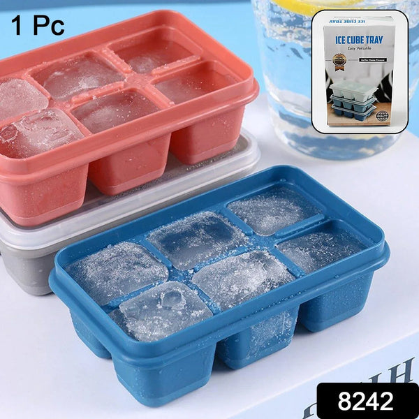 6 Grid Silicone Ice Tray Used In All Kinds Of Places Like Household Kitchens For Making Ice From Water And Various Things And All With Color Box (1 Pc) - Justgrabit Inc.