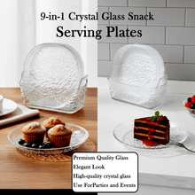 9 - in - 1 Crystal Glass Snack Serving Plates Set - justgrabit.in | Just Grab It