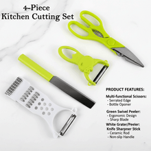4 - Piece Kitchen Cutting Set: Scissors, Peeler, Grater / Slicer, and Knife - justgrabit.in | Just Grab It