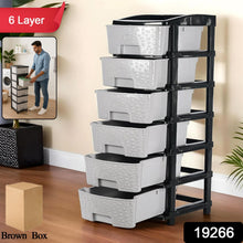 6 - Layer Heavy - Duty Plastic Drawer Organizer Cabinet with Stone Texture Drawers - justgrabit.in | Just Grab It