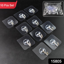 Self Adhesive Transparent Sticky Plastic & Stainless Steel Wall Hooks (10 Pcs Set) - justgrabit.in | Just Grab It