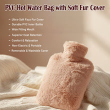 PVC Hot Water Bag with Soft Fur Cover (1 Pc) - justgrabit.in | Just Grab It