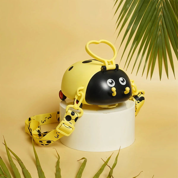 Cute Plastic Bug Shape Water Bottle with adjustable shoulder strap, 4 wheel & Straw, portable drinking cup Water Bottle For Kids | Water Bottle | Return Gift For Kids | Water Bottle With Straw | School Kinds Water Bottle (1 Pc) - Justgrabit Inc.