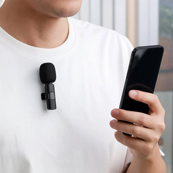 Intelligent Noise Cancelling Live Streaming Clip on Microphone for Type - C & for iPhone with Charging Mini Wireless Lapel Collar Microphone - Justgrabit Inc.
