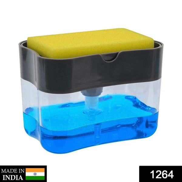2 - in - 1 Liquid Soap Dispenser on Countertop with Sponge Holder - Justgrabit Inc.