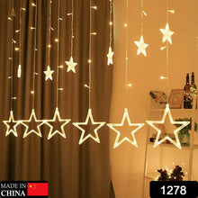 12 STARS CURTAIN STRING LIGHTS, WINDOW CURTAIN LIGHTS WITH 8 FLASHING MODES DECORATION FOR FESTIVALS - justgrabit.in | Just Grab It