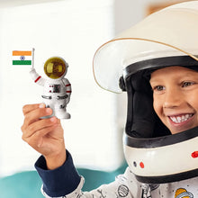 Solar Power Astronaut Ornament Moving Hand with Indian Flag (1 Pc) - justgrabit.in | Just Grab It