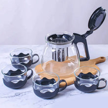 Flame Proof Glass Kettle & Cup Set With Strainer High Quality Kettle Set For Home & Café Use  (4 Cup & 1 Kettle) (24 Pc MOQ) - justgrabit.in | Just Grab It