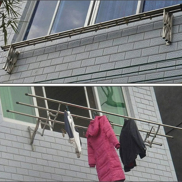 Clothes Rail Rack Clothes Drying Racks, Airer Clothes Drying Rack Wall Mounted Clotheshorse Clothes Airer Washing Cloth Line Extendable Fold Towel Rack Bar for Bathroom Indoor Outdoor - Justgrabit Inc.