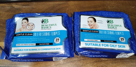 Beautiful Basics Normal & Oily Skin Face Wipes (2 Pkts x 50 Pcs Wipes) - justgrabit.in | Just Grab It
