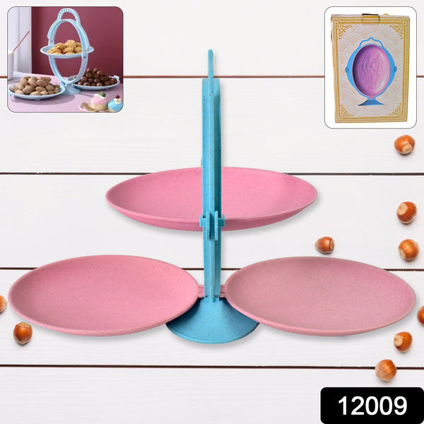 Foldable Fruit Plate Candy Dish | Multi Use Mirror Shape Dried Fruit Tray (1 Set) - justgrabit.in | Just Grab It